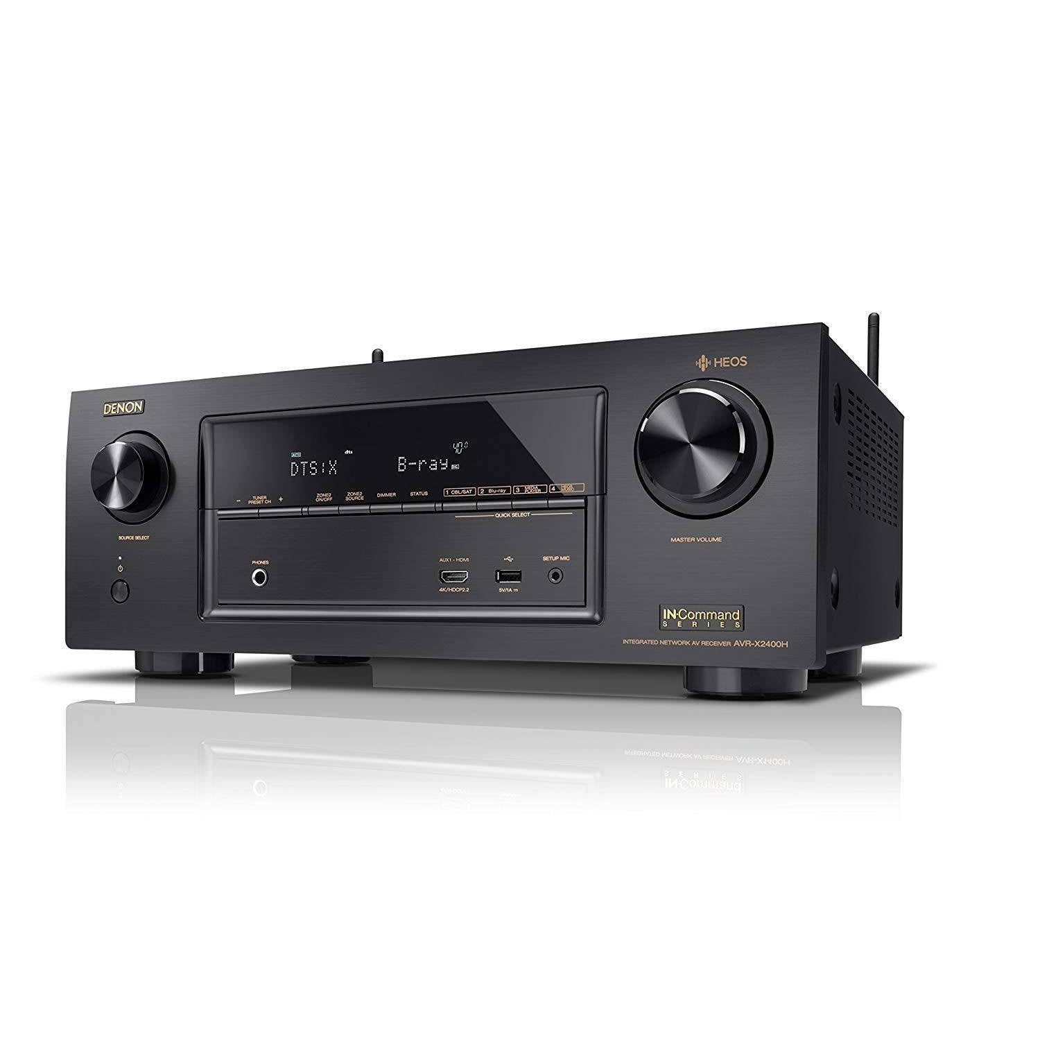 Denon AVR-X2400H 7.2-Ch A/V Receiver with Built-In HEOS Wireless Technology, Works with Alexa