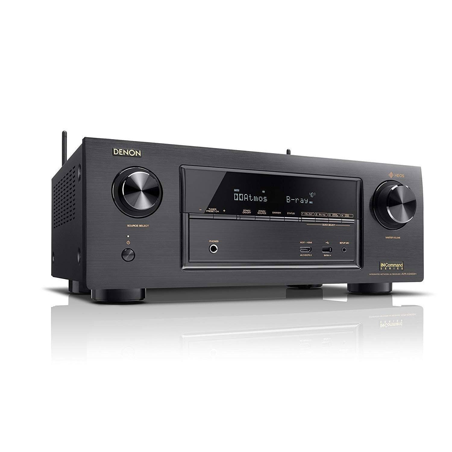 Denon AVR-X2400H 7.2-Ch A/V Receiver with Built-In HEOS Wireless Technology, Works with Alexa